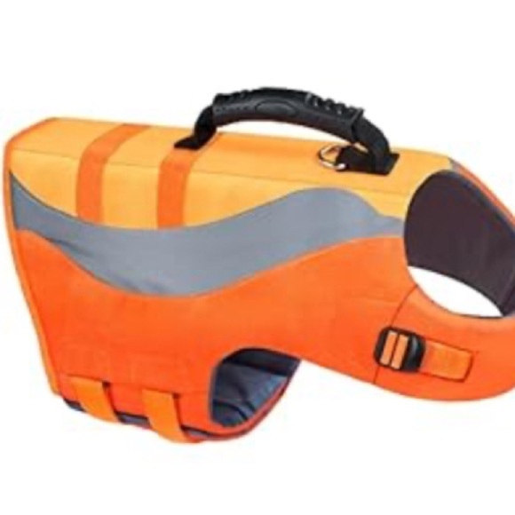 Orange and Gray Dog Life Jacket - Picture 1 of 6